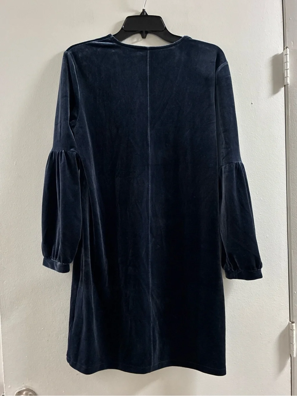 Madewell Navy Velvet V-Neck Mini Dress